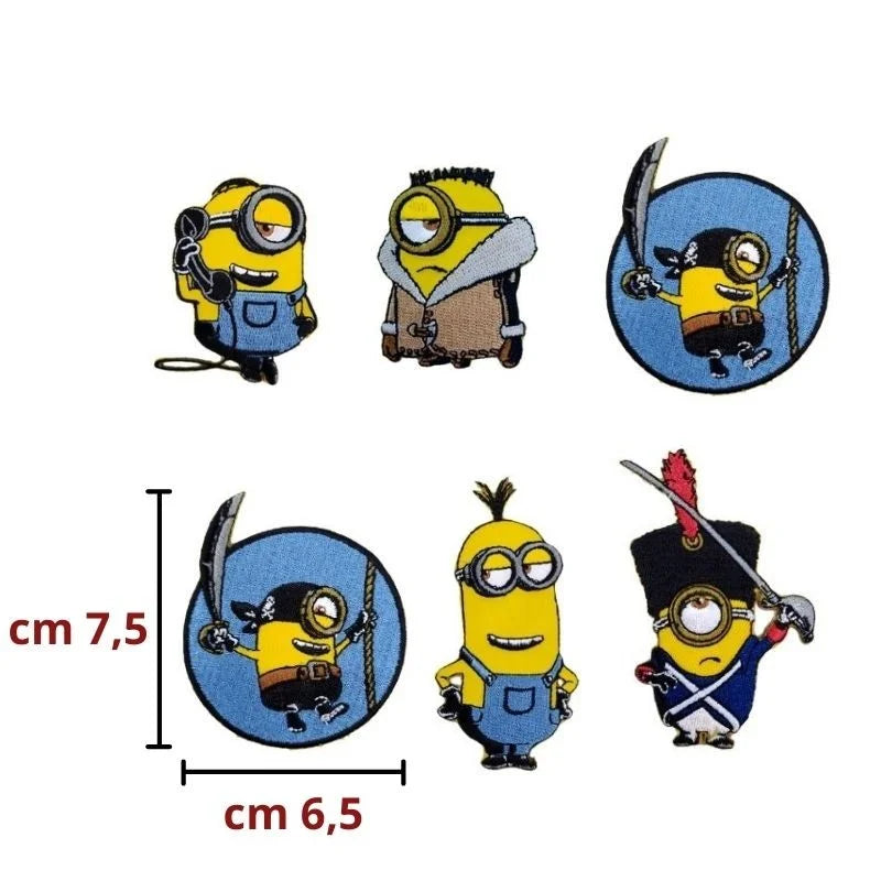 Minions fabric iron-on application, 6 pieces