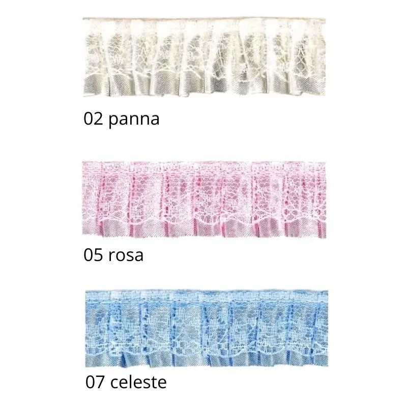 Pleated lace and satin trimmings h 2.5 cm item PS00169 9.14 metres