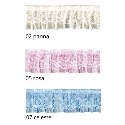 Pleated lace and satin trimmings h 2.5 cm item PS00169 9.14 metres