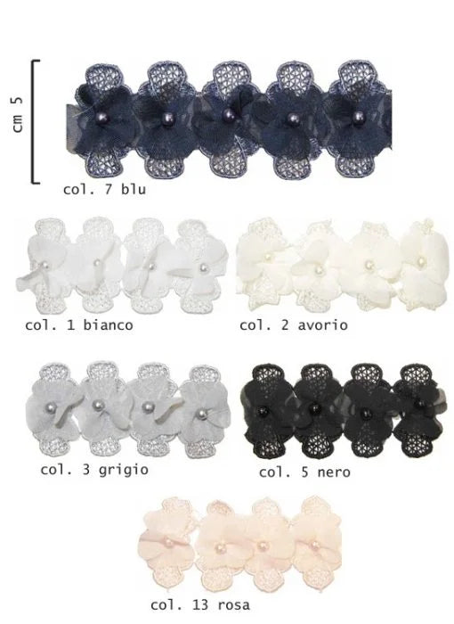 Organza and pearl fashion trimmings h 5 cm item 458 meters 6.75