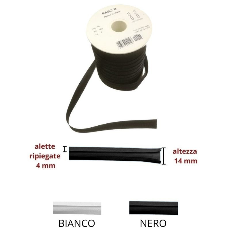Satin bias tape h mm 14/4/4 Topp
 100 meters