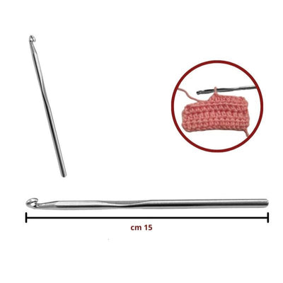 Ferri uncinetto per lana e fettuccia per borse in alluminio
cm 15