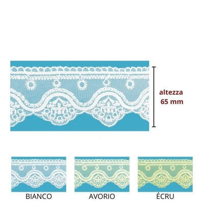 100% polyester tulle lace h 6.5 cm item 8TB0768B 10 meters