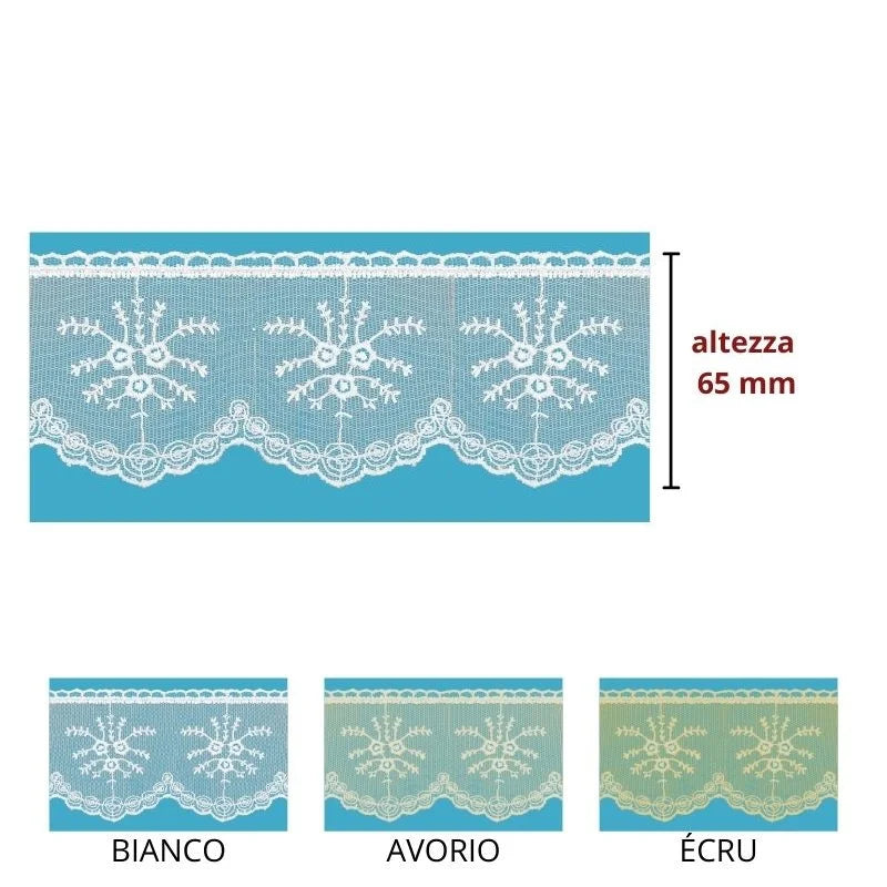 100% polyester tulle lace h 6.5 cm item 30540/1 10 meters