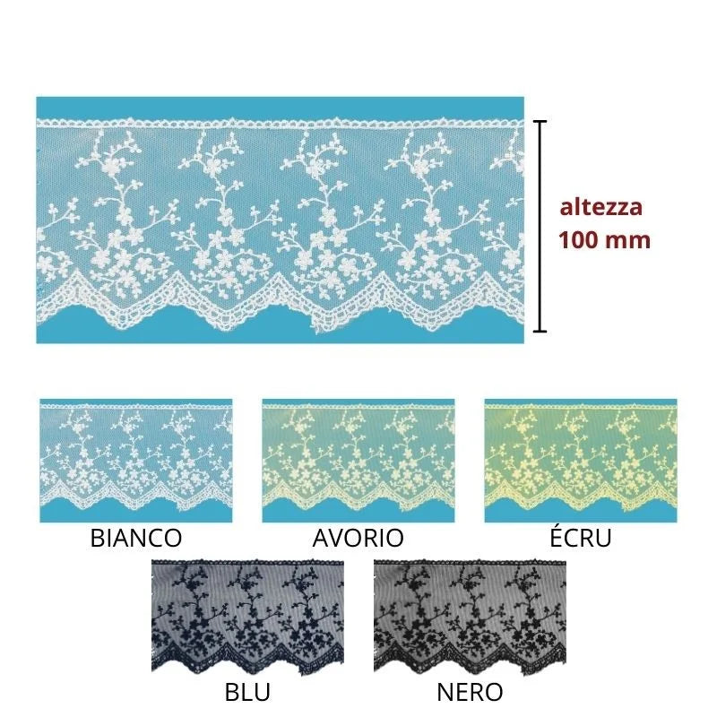 100% polyester tulle lace h 10 cm item 60078/1 10 metres