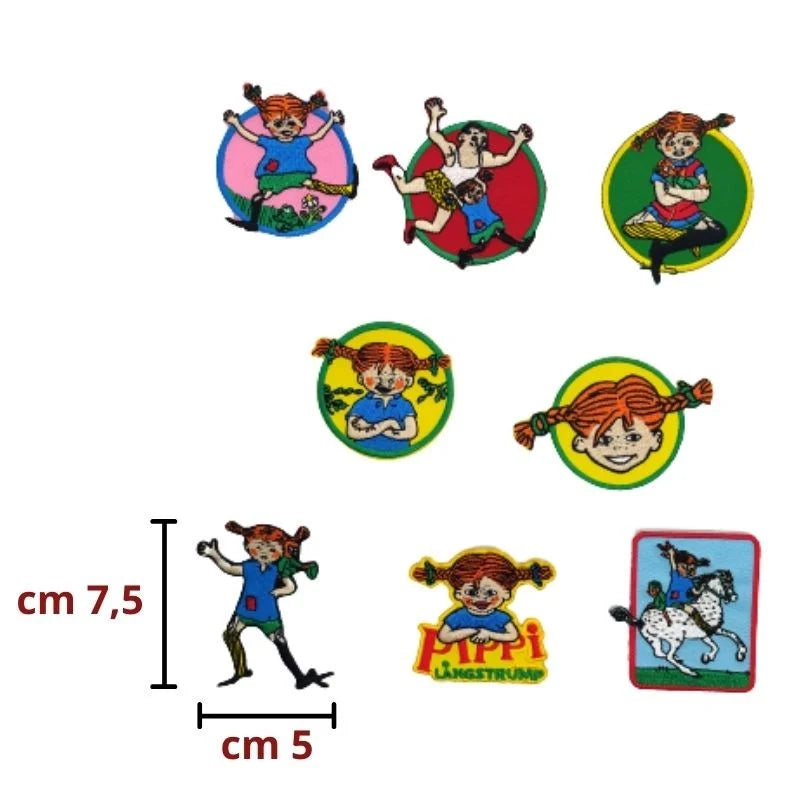 Pippi Longstocking Iron-On Fabric Applique Item HK43505
 8 pieces