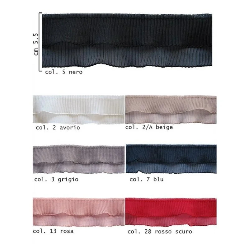 Pleated organza fashion trimmings h 5.5 cm item 2155 9 meters