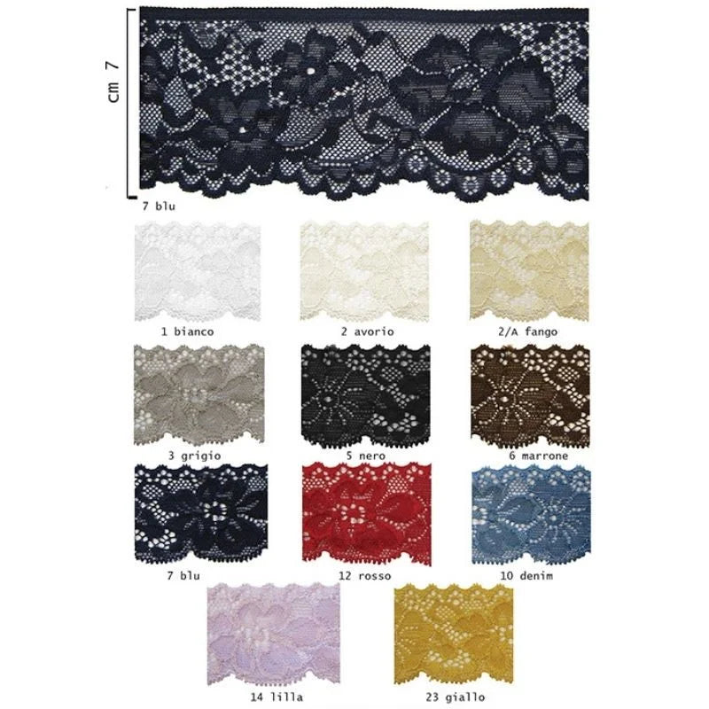 Elastic lace h 7 cm item LS502
 20 meters