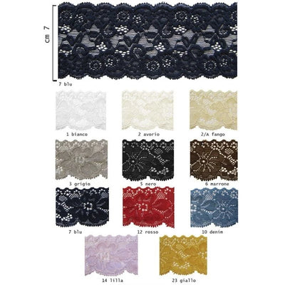 Elastic lace trim h 7 cm item LS503 20 metres