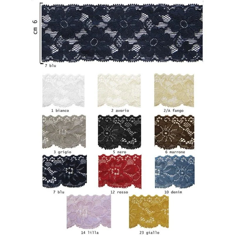 Elastic lace trim h 6 cm item LS504 20 metres