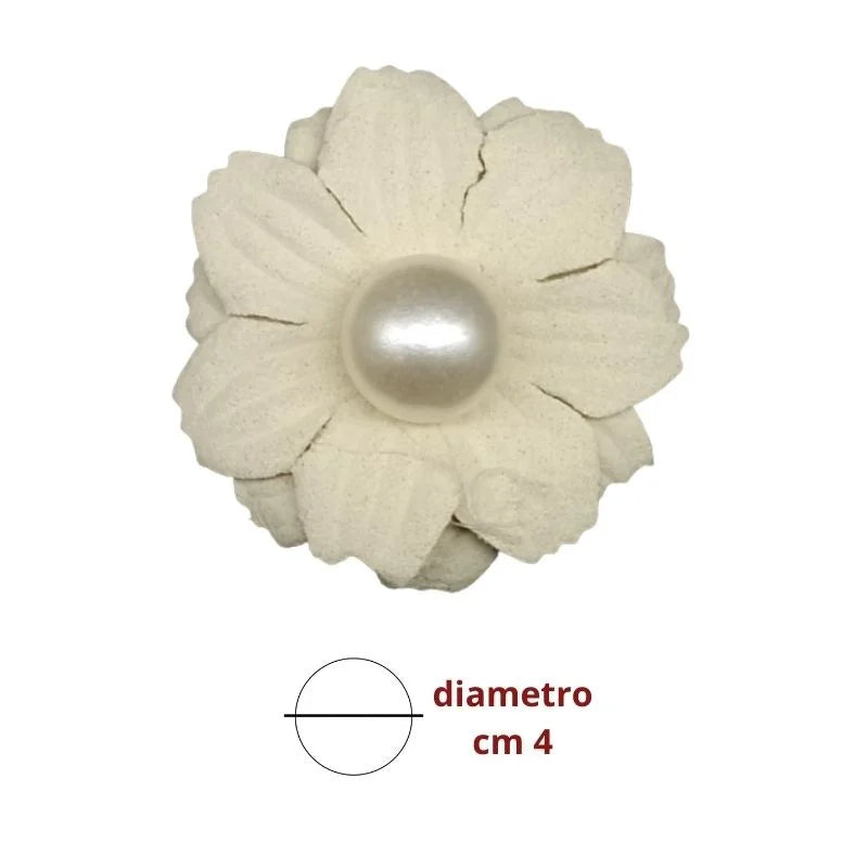 Cotton flower sew-on application with pearl