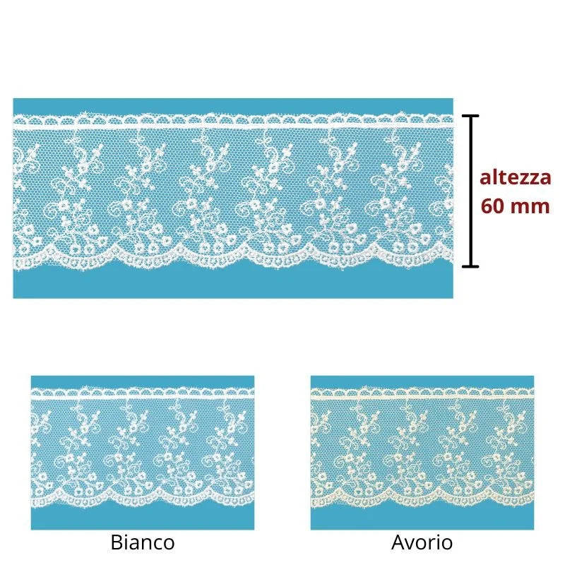 100% polyester tulle lace h 6 cm item M30492 10 meters