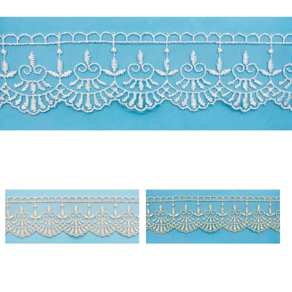 100% polyester tulle lace h 3.5 cm item 60199 10 meters