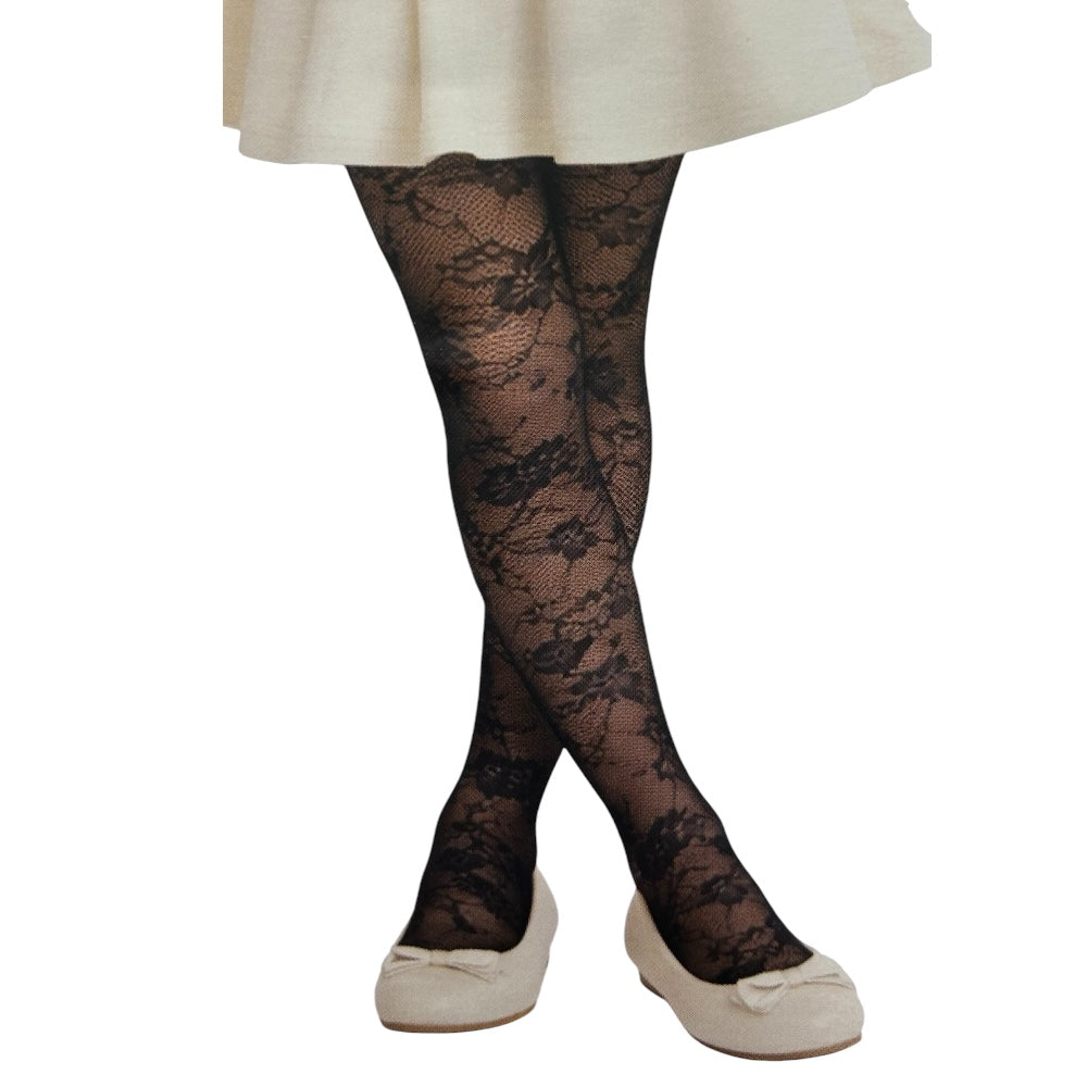 Collant moda effetto pizzo floreal bimba paia 4