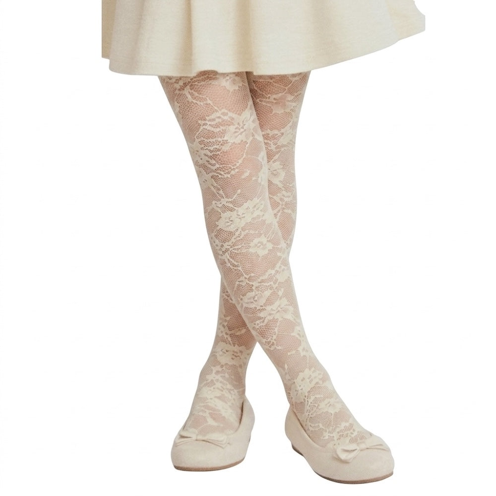 Collant moda effetto pizzo floreal bimba paia 4