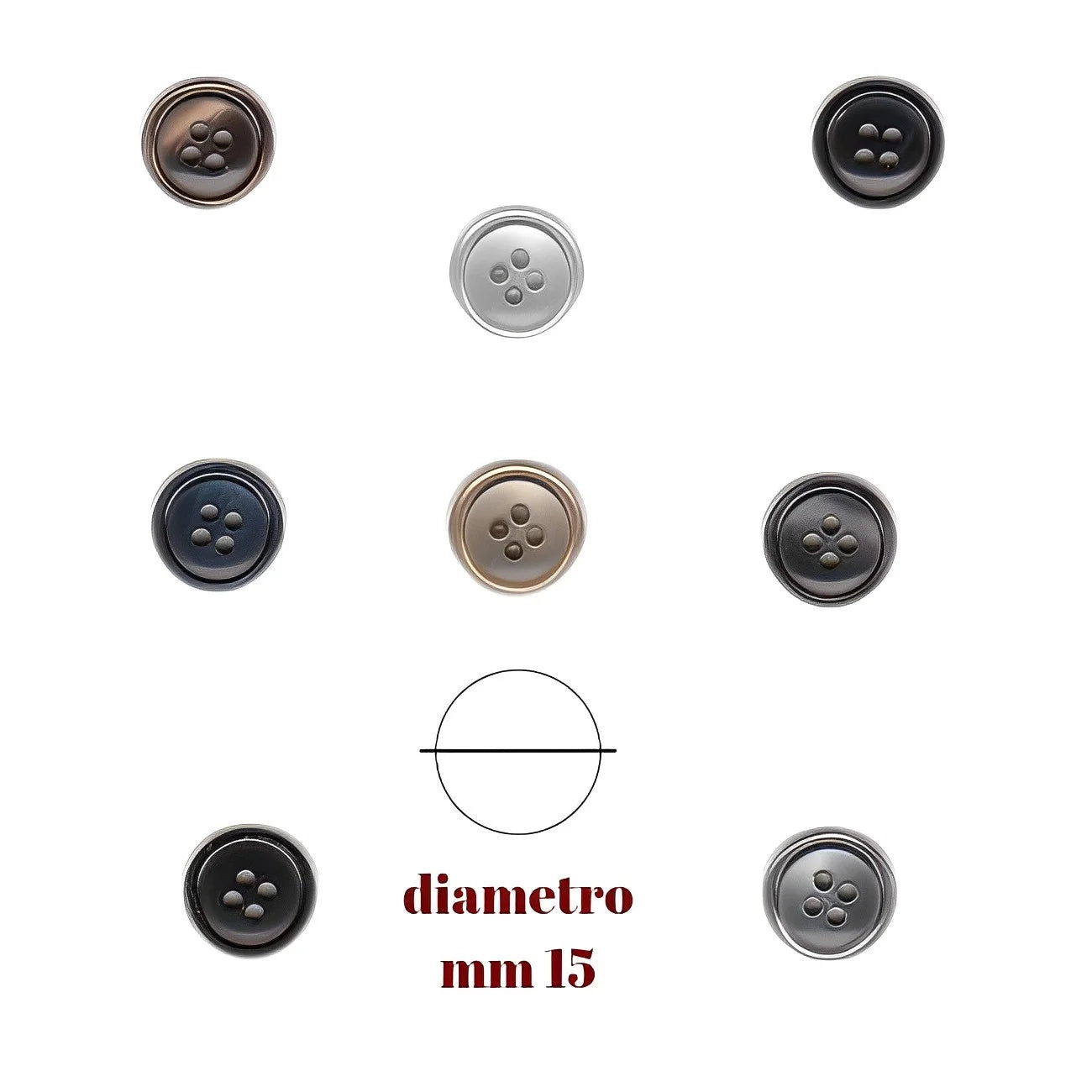 Bottone plastica lucido lineato 24 Ø mm 15 articolo 33/24