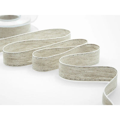 Stitched lamé linen ribbon h 25 mm item F165/25 10 meters