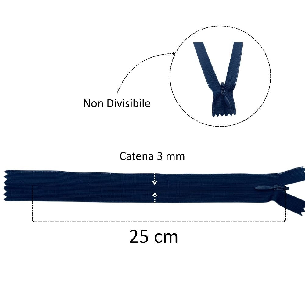 Cerniera lampo invisibile 25 cm articolo 1185/1/25