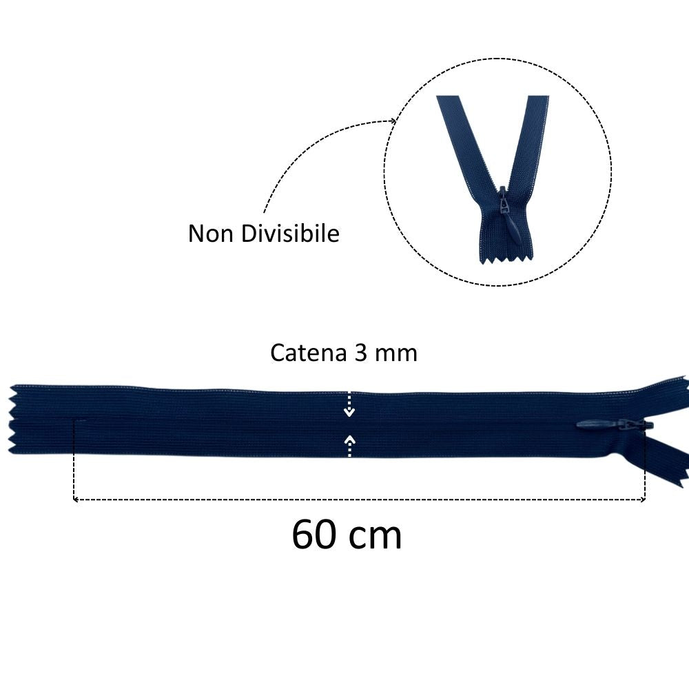 Cerniera lampo invisibile 60 cm articolo 1185/1/60