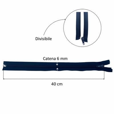 Spiral chain zipper 6 mm divisible 40 cm item 1185/5/40