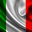 Printed satin with Italian flag, 150 cm high