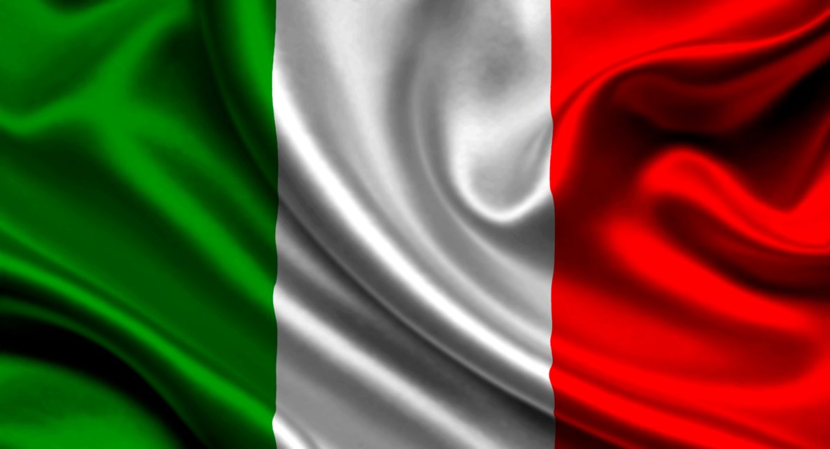Printed satin with Italian flag, 150 cm high