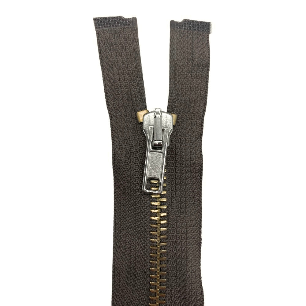 Nickel silver metal zipper 85 cm combi (2 sliders) 5 mm divisible chain
