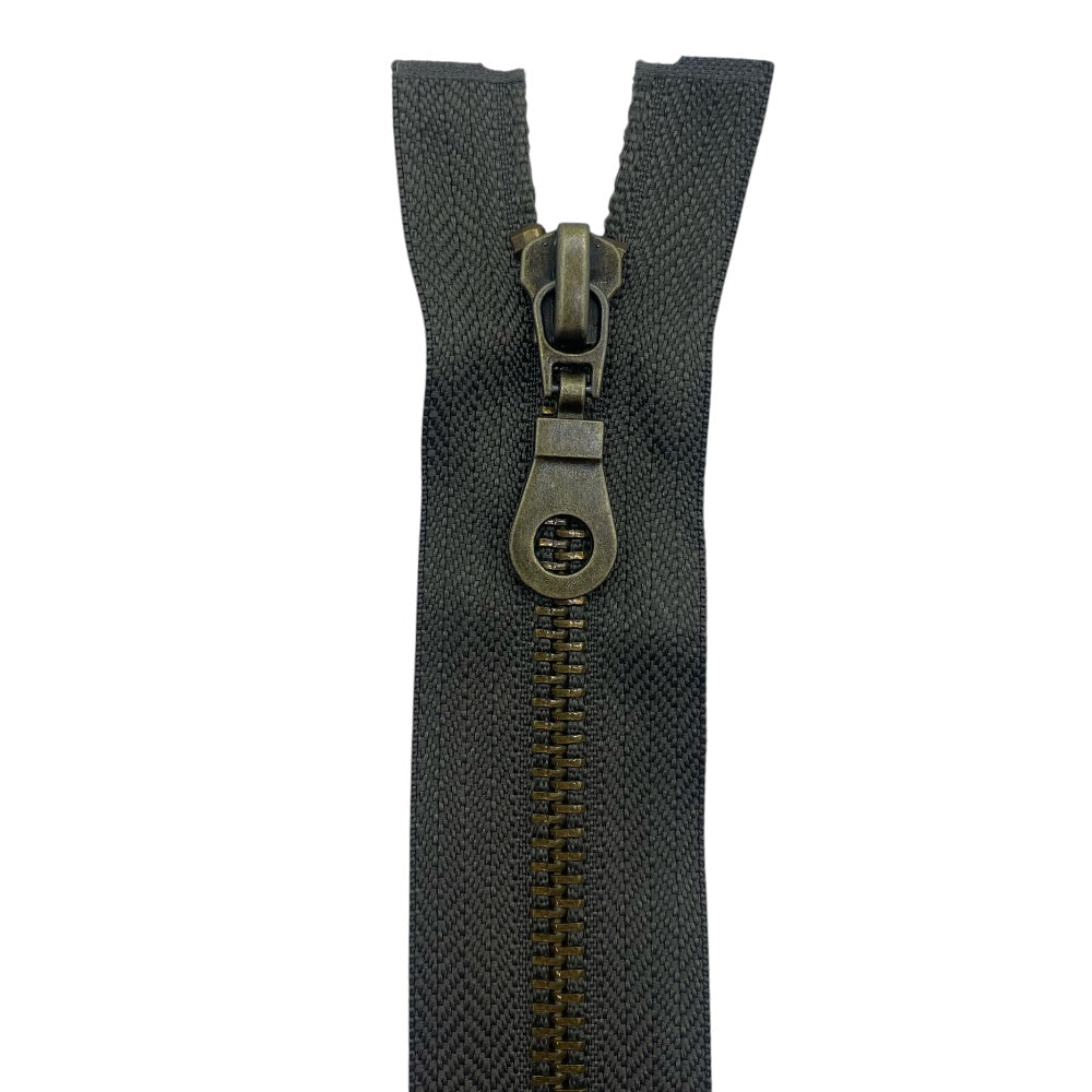 70cm divisible old brass metal zipper with 5mm chain