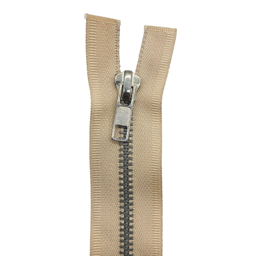 Nickel silver metal zipper 85 cm combi (2 sliders) 5 mm divisible chain