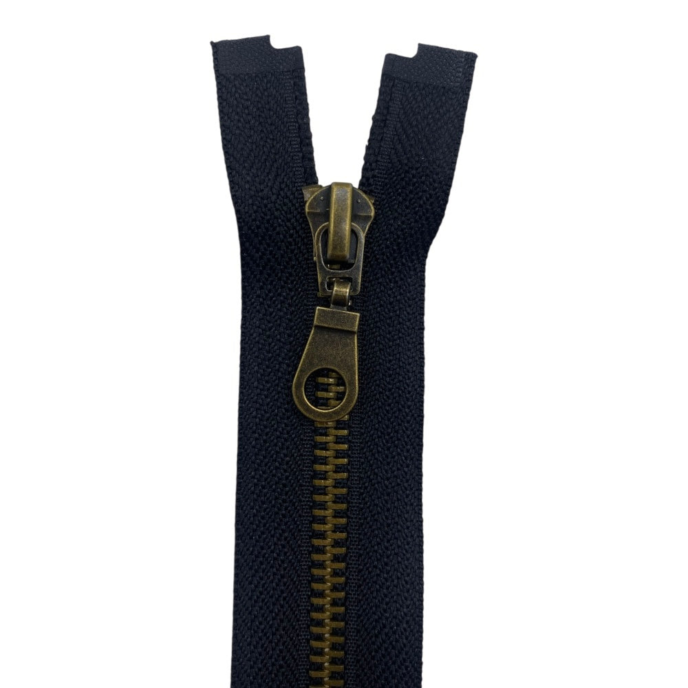 70cm divisible old brass metal zipper with 5mm chain