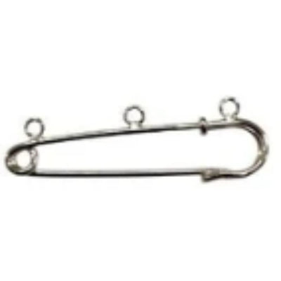 Safety pins with 3 eyelets, 50 mm high, item FF187, 6 pieces