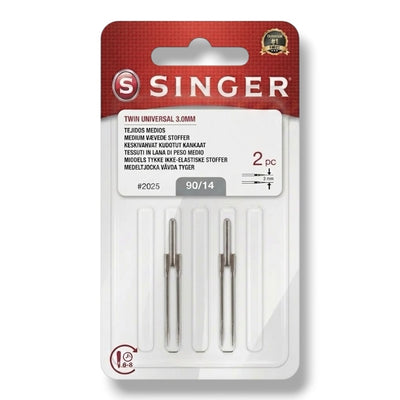 Twin Sewing Machine Needles, 3 mm wide, item 2025 Singer Needles 2