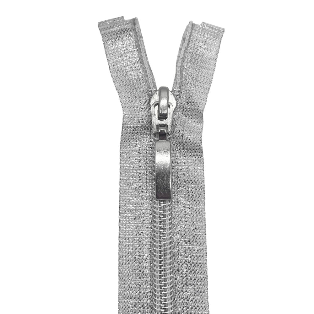 100cm Lurex Spiral Zipper with 2 Sliders, 6mm Chain