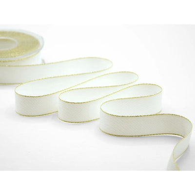 Diagonal striped ribbon with lamé edge h 25 mm item V430/25 15 metres