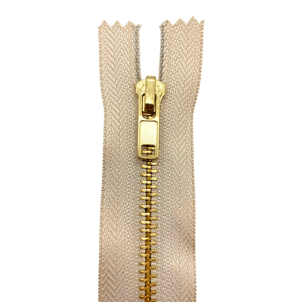 10cm brass zipper for jeans, 4mm chain, item 1183/1/10