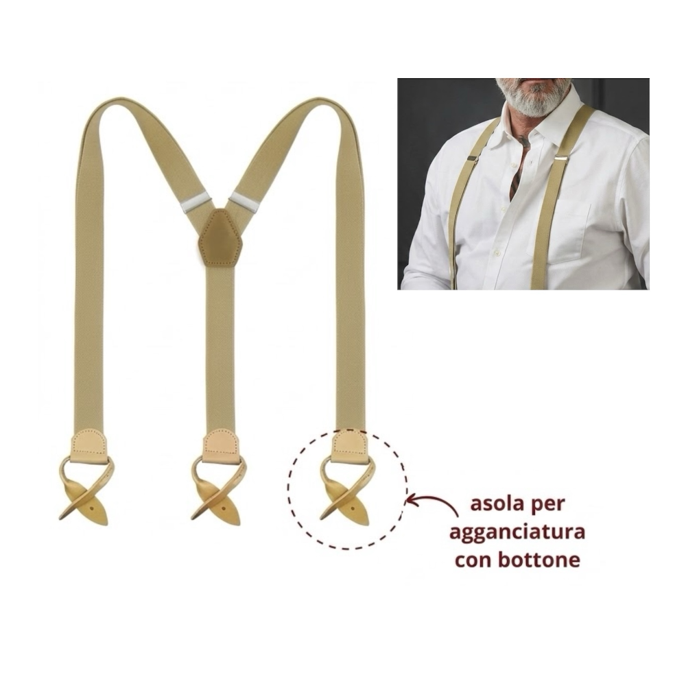 Bretella uomo h cm 3,6 asole pelle lunghezza cm 120 regolabile