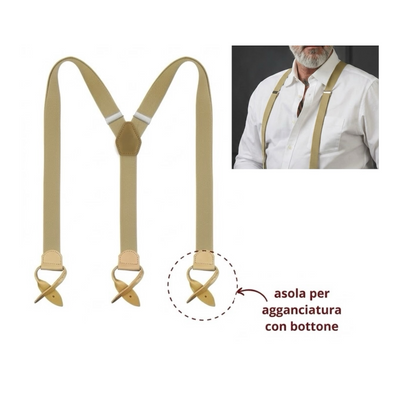 Men's suspenders, height 3.6 cm, leather buttonholes, length 120 cm, adjustable