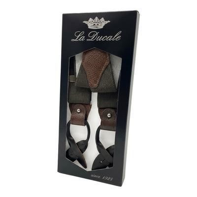 Men's suspenders, height 3.6 cm, leather buttonholes, length 120 cm, adjustable