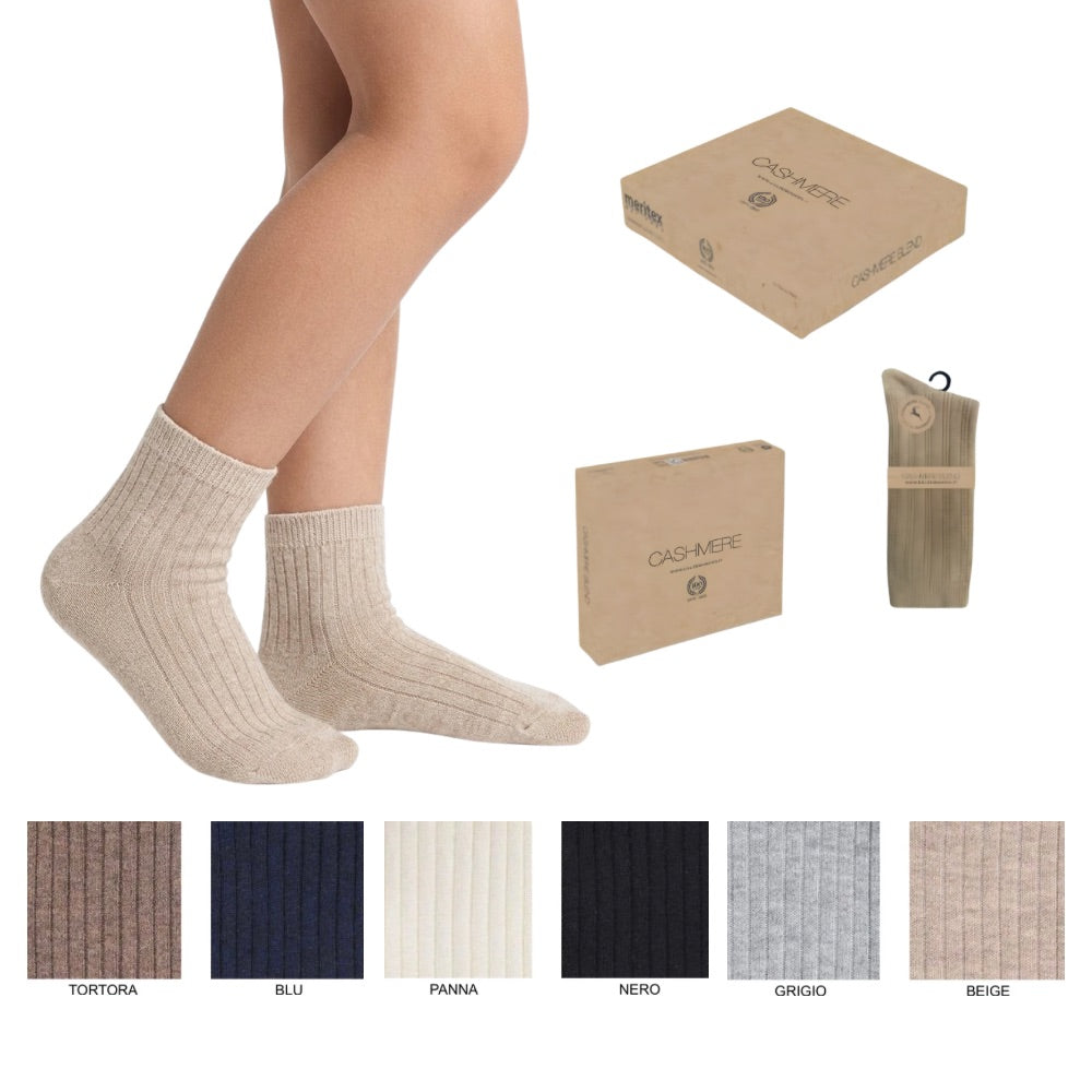 Calzino bimbo corto in cashmere costa unisex tinta unita articolo C4153 paia 6