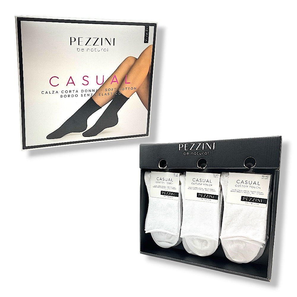 Women's warm cotton socks, loose fitting, item Dcz 301 Casual Pezzini, 12 pairs