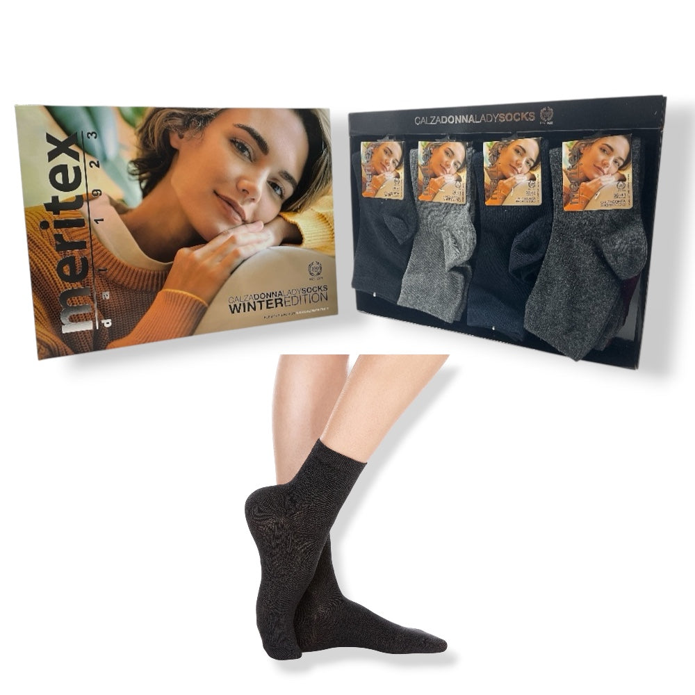 Calzino donna caldo cotone articolo 310 Meritex paia 12