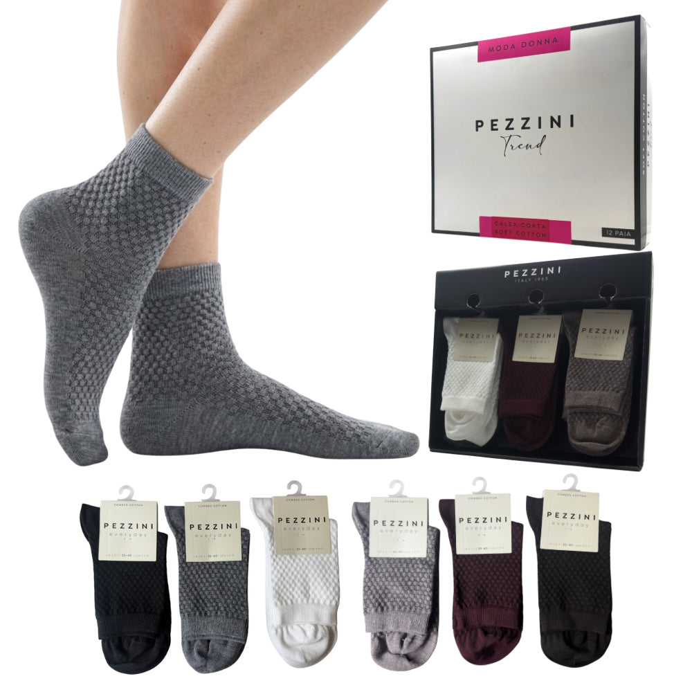 Calzino donna caldo cotone lavorato articolo 2601 Pezzini paia 12
