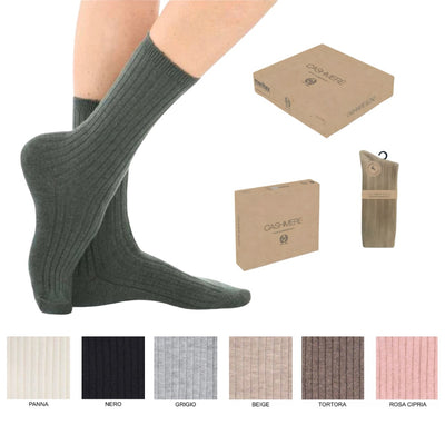 Calzino donna midi lavorata in cashmere articolo 451 paia 6