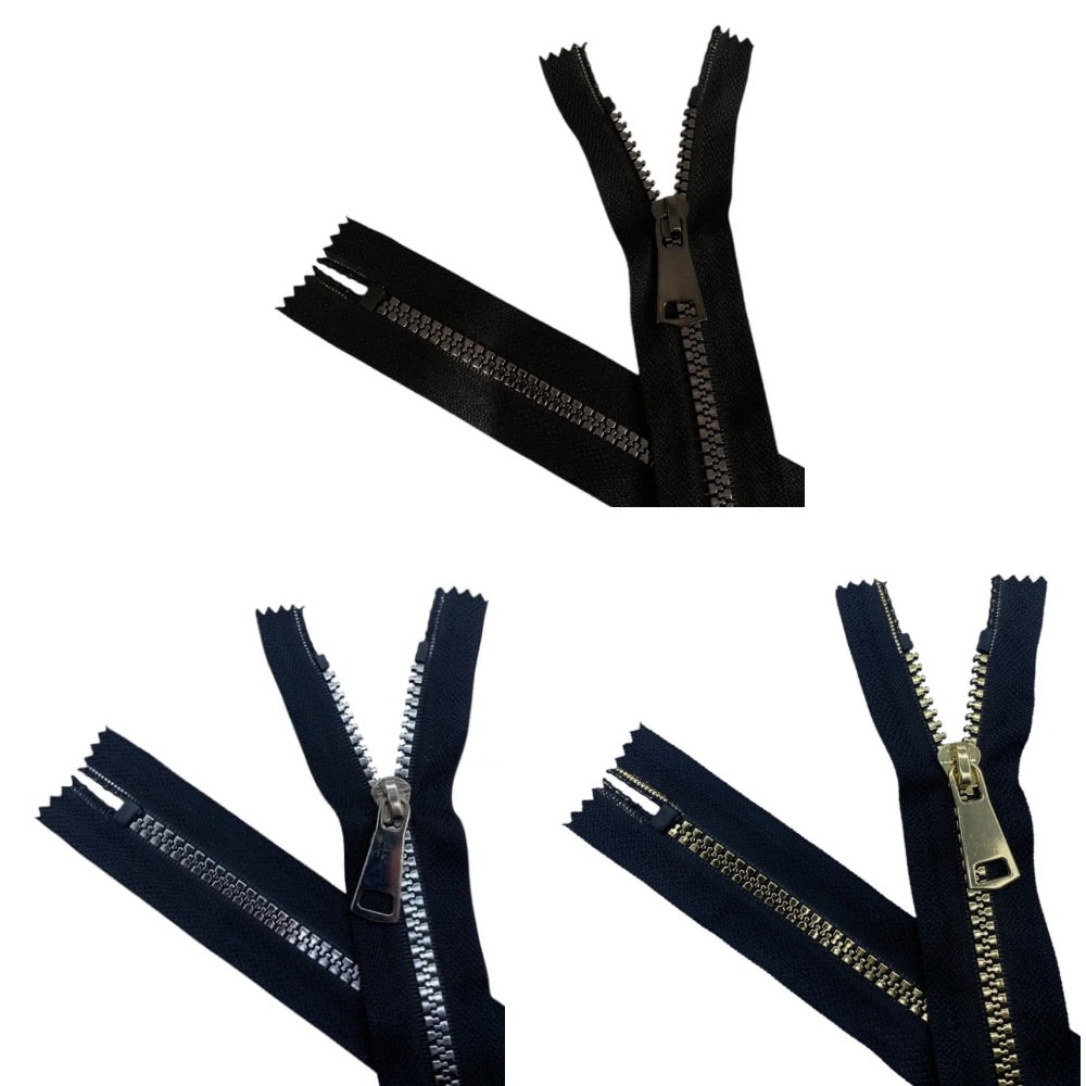 25cm metallic laminated zipper with 6mm non-divisible plastic chain