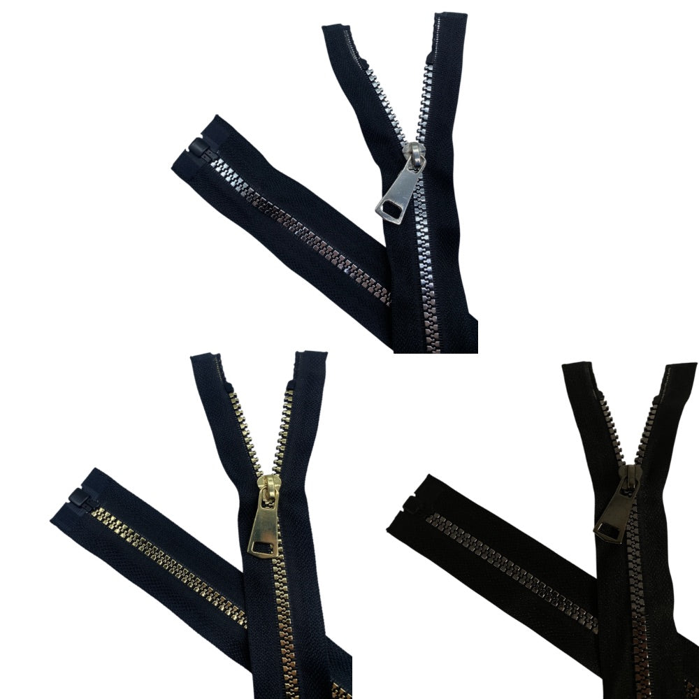 80cm divisible metallic laminated zipper with 6mm plastic chain