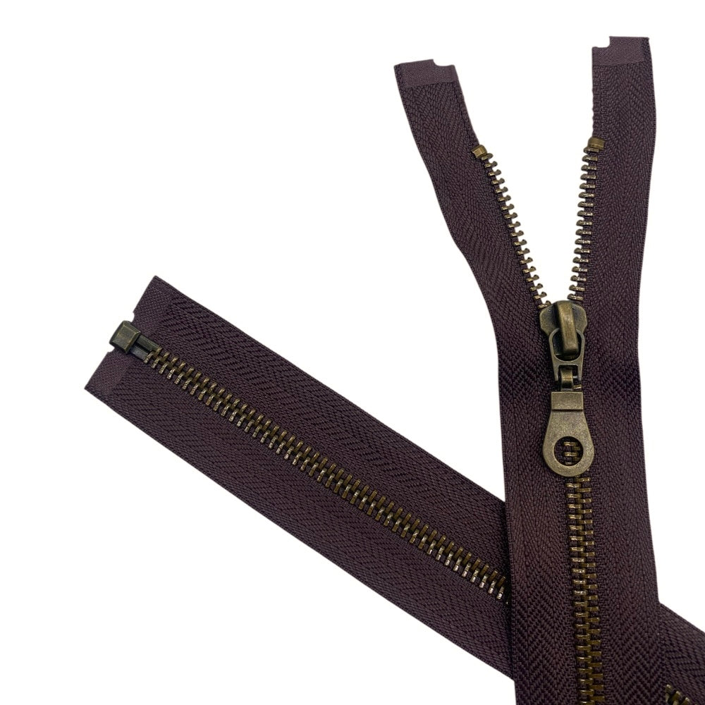 70cm divisible old brass metal zipper with 5mm chain