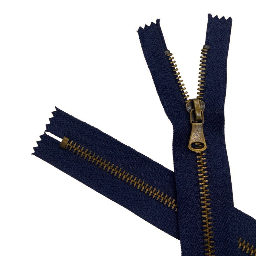 Cerniera lampo metallo ottone vecchio 16 cm catena 5 mm fissa