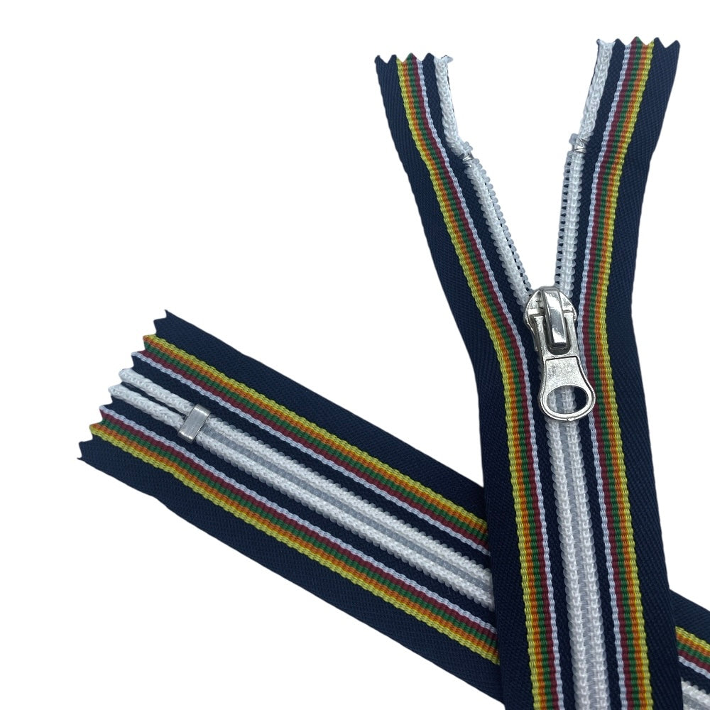 Multicolor spiral chain zipper 6 mm fixed 20 cm