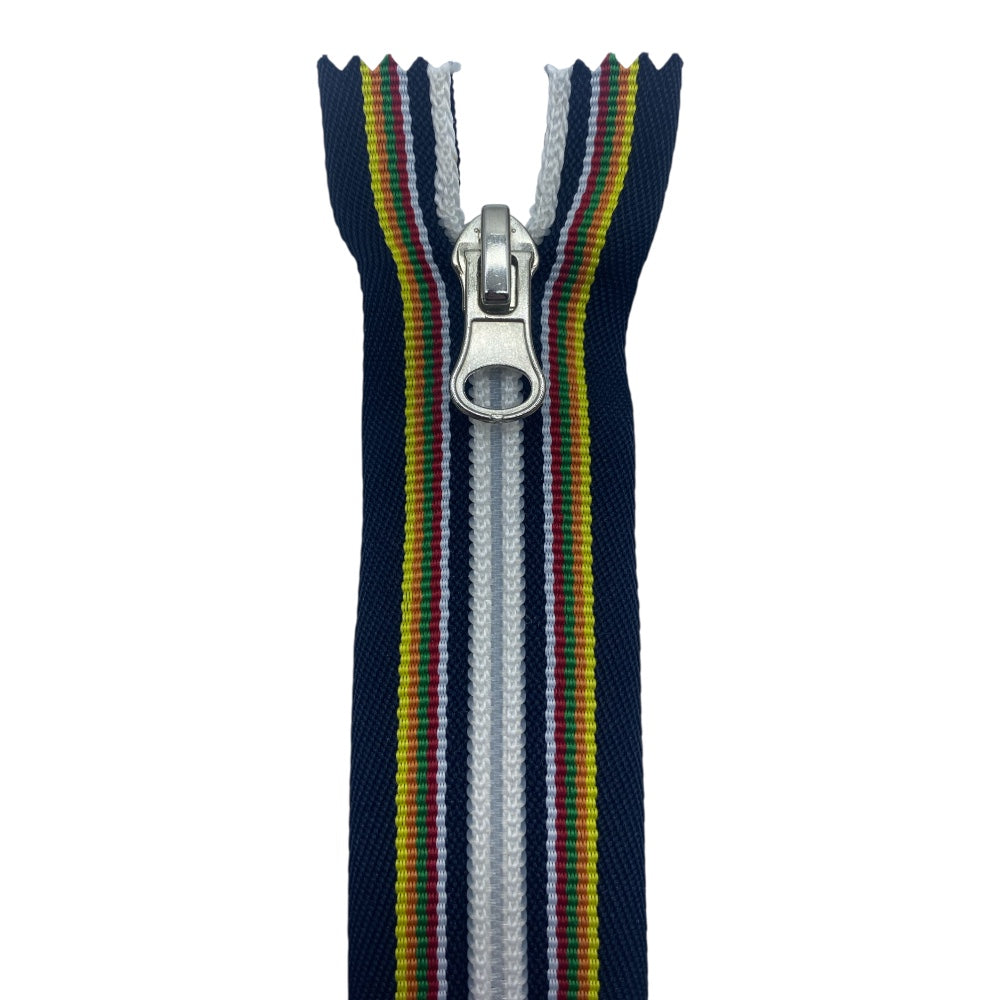 Cerniera lampo multicolor combi (2 cursori) spirale catena 6 mm divisibile cm 80