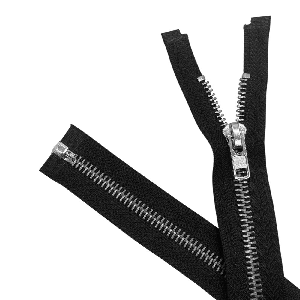 Thick nickel silver zipper, 80 cm, divisible, 8 mm chain